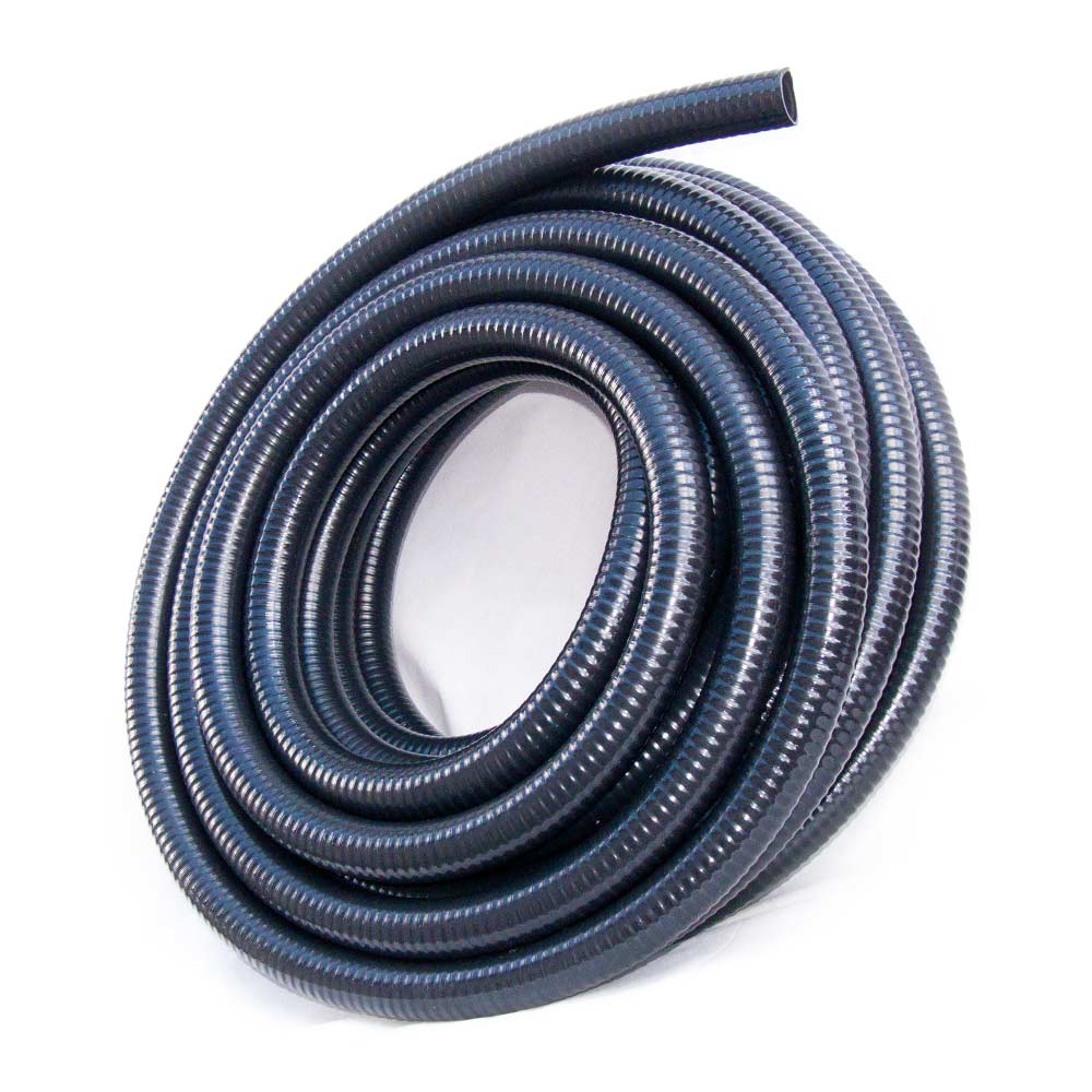Saugschlauch 40mm (1 1/2 Zoll) glatt flexibel schwarz Rehau PVC 25m  Rollenware UV-beständig